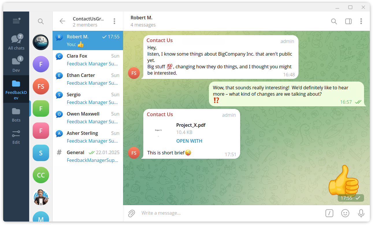 Feedback bot - Telegram private group with topics